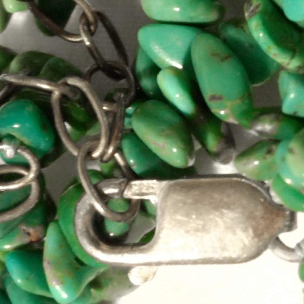 Vintage Oversized Multi-Strand Turquoise & Sterling Silver Necklace - Picture 6 of 8